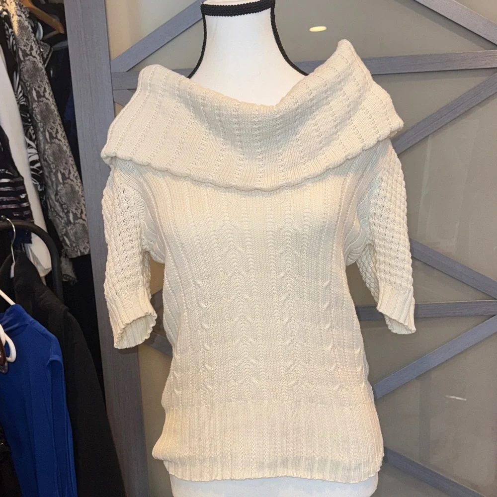 Elegant Off-Shoulder Cream Sweater